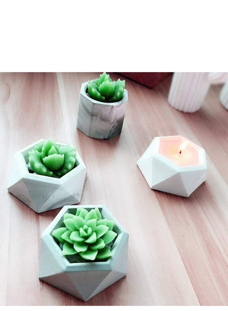 SOLARAE Flower Pot Silicone Resin Molds, DIY Flowerpot Mould Heart Hexagonal and Octagonal Flower Pot Silicone Mold Succulent Plant Vase Gypsum Cement Molds for Making Mini Flowerpot(3Pcs) - Image 5