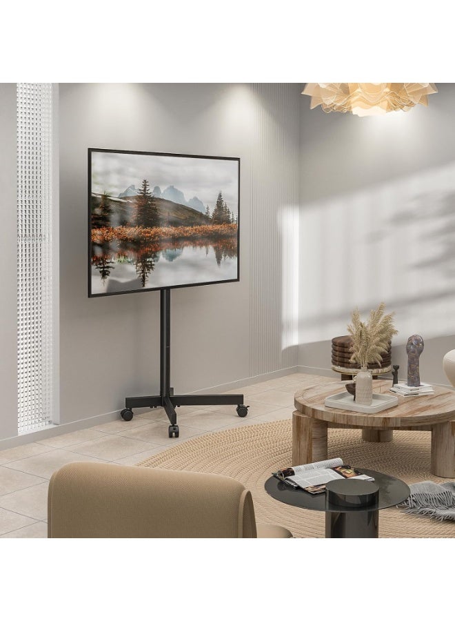 ستاند تلفزيون بعجلات قابل للتحريك لحجم 23-55 بوصة – حامل تلفزيون متحرك قابل لتعديل الارتفاع - Image 2
