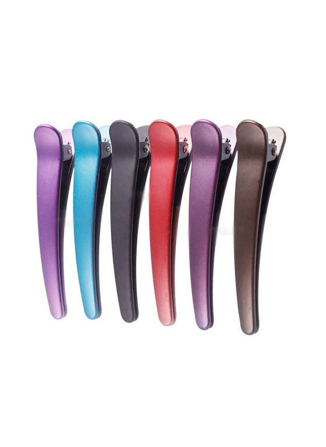 Suoirblss 12Pcs Professional Hairdressing Salon Hair Barrettes Duck Bill Teeth Hair Clips Non Slip Band Clips Multicolor Scrub Plastic Metal Alligator Bows Hair Clips (7.8Cm)  - Image 1