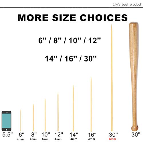 HOPELF 10" Natural Bamboo Skewers for BBQ，Appetiser，Fruit，Cocktail，Kabob，Chocolate Fountain，Grilling，Barbecue，Kitchen，Crafting and Party. Φ=4mm, More Size Choices 6"/8"/12"/14"/16"/30"(100 PCS) - Image 5