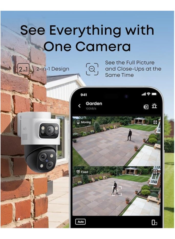 eufy Security PoE Bullet-PTZ CCTV Camera S4 Add-On, Wired Outdoor Cam, 4K UHD Triple Lens, 122° FOV, 360° Pan & Tilt, 8× Auto Zoom, AI Tracking, Red & Blue Lights, Colour Vision, 24/7 Recording, IP65 - Image 3