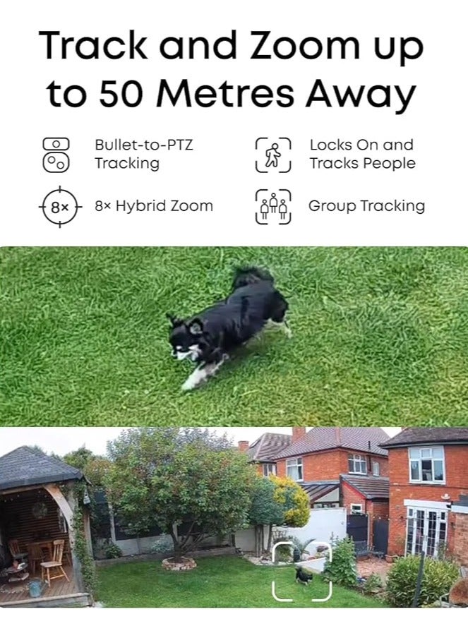 eufy Security PoE Bullet-PTZ CCTV Camera S4 Add-On, Wired Outdoor Cam, 4K UHD Triple Lens, 122° FOV, 360° Pan & Tilt, 8× Auto Zoom, AI Tracking, Red & Blue Lights, Colour Vision, 24/7 Recording, IP65 - Image 4