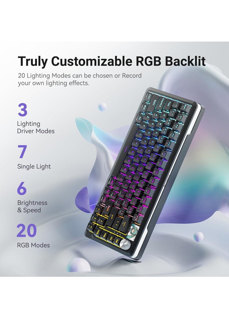 ريدراجون لوحة مفاتيح ميكانيكية K708 ، لوحة مفاتيح ألعاب ثلاثية الأوضاع BT/2.4G/USB-C، لوحة مفاتيح ميكانيكية قابلة للبرمجة ماكرو، شاشة LCD، إضاءة خلفية RGB، مفتاح ليوبر ل مسبق التشحيم، بطارية 4000 مللي أمبير طويلة الأمد - Image 2