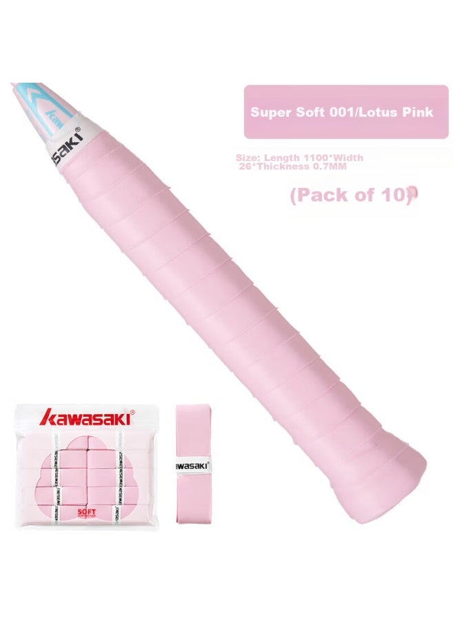 Kawasaki Badminton Grip Tape, Soft And Elastic, Sticky, Shock-absorbing, Non-slip, Sweat-absorbing, Ultra-soft 001 Lotus Pink - Image 1
