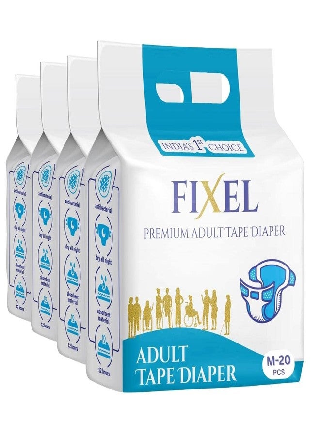 FIXEL Adult Tape Diapers for unisex, Medium size Combo Pack of 4, M (80 PCS) - Image 1