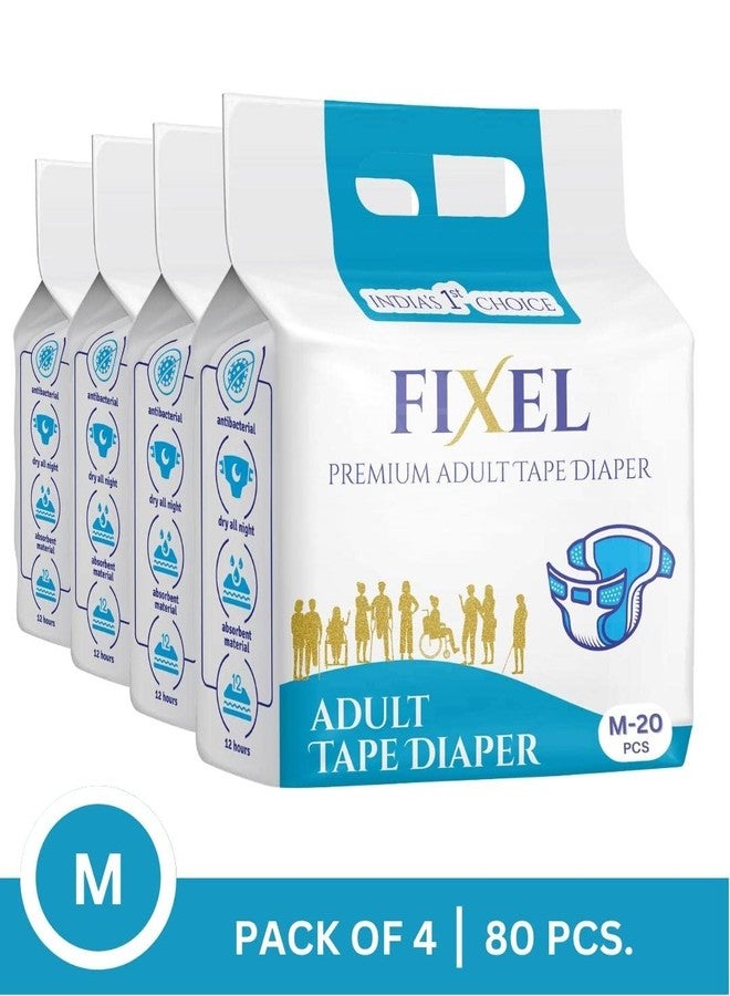 FIXEL Adult Tape Diapers for unisex, Medium size Combo Pack of 4, M (80 PCS) - Image 2
