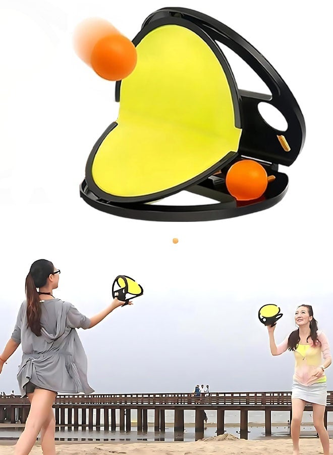Toss And Catch Ball Game For Kids & Adults, Velcro Throw Catch Ball Set To Improve Hand Eye Coordination Ability, Portable Racket Pocket With Launcher, Ideal Outdoor Game Choice - Image 1