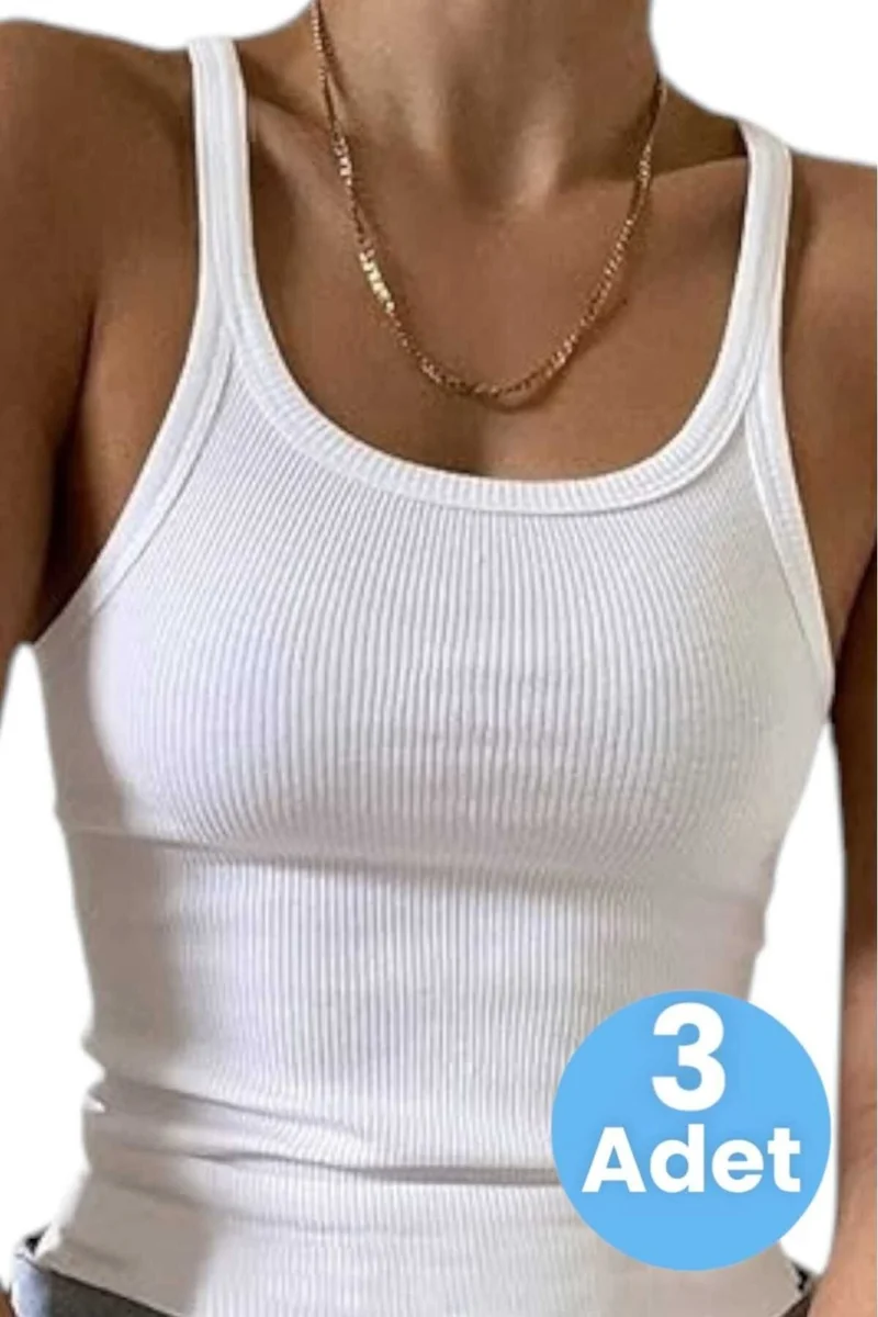 Tezzgelsin Women's Thin Strap Report Ribana Undershirt 3 Piece Set