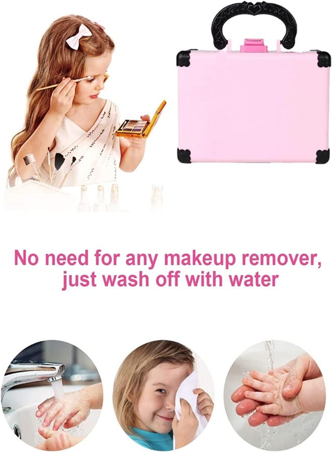 33pcs-Kids Makeup Toys Kit, Washable Makeup Real Cosmetic Kits For Girls Role Play Toy With Makeup Box - Image 3