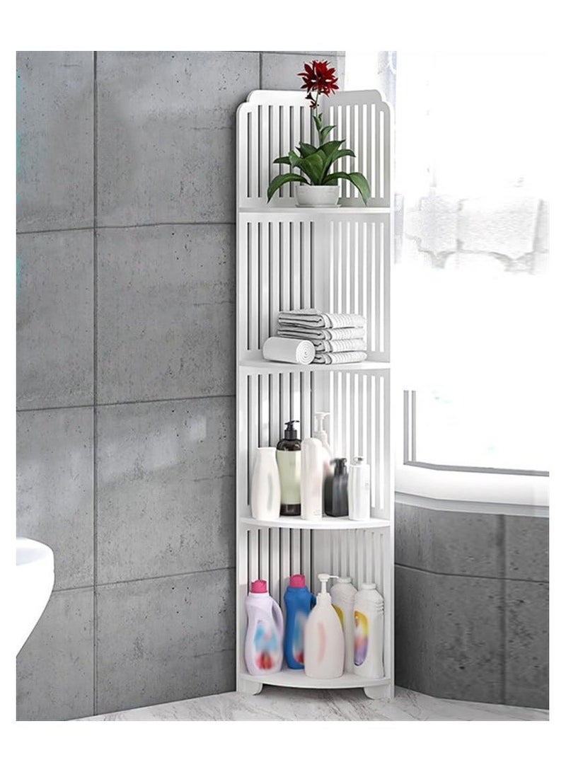 XICEN Bathroom Corner Shelf, 4-Tier Bathroom Shelves for Narrow Space, Modern Corner Shelf Stand,Small Storage Organizer for Bathroom,Toilet Paper Stand(White,47.2x11in) - Image 1