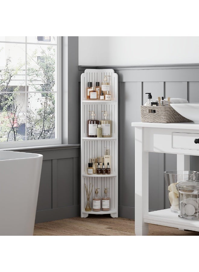 XICEN Bathroom Corner Shelf, 4-Tier Bathroom Shelves for Narrow Space, Modern Corner Shelf Stand,Small Storage Organizer for Bathroom,Toilet Paper Stand(White,47.2x11in) - Image 5