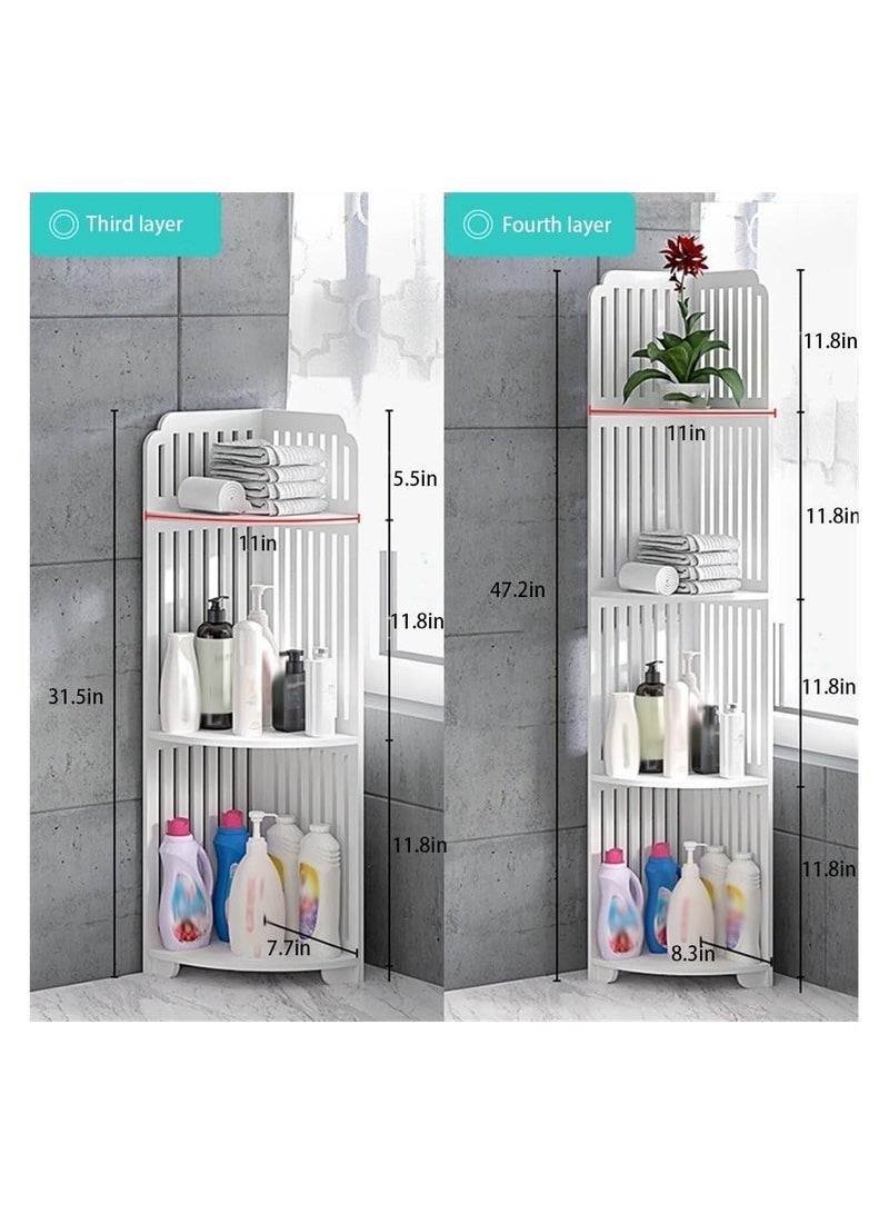 XICEN Bathroom Corner Shelf, 4-Tier Bathroom Shelves for Narrow Space, Modern Corner Shelf Stand,Small Storage Organizer for Bathroom,Toilet Paper Stand(White,47.2x11in) - Image 3