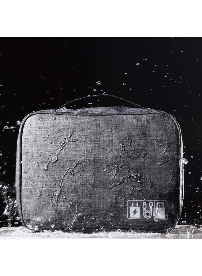 OasisLink Black Electronics Travel Organizer,Cable Organizer Bag with Adjustable Divider,Portable Waterproof Electronic Travel Storage Bag for Phone, Cord, iPad,Portable Travel Cord Storage Bag with Handle - Image 3