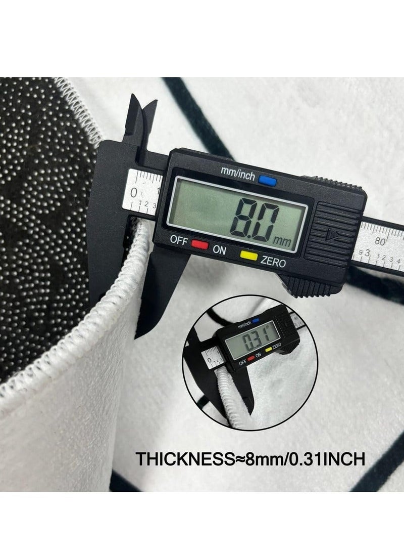 والالا سجادة دائرية لغرفة المعيشة مخططة بلون سادة فاتح فاخر ناعم لطاولة القهوة وغرفة النوم وكرسي دوار للأرضية، للمطبخ والحمام وغرفة الطعام، 120 × 120 سم - Image 2