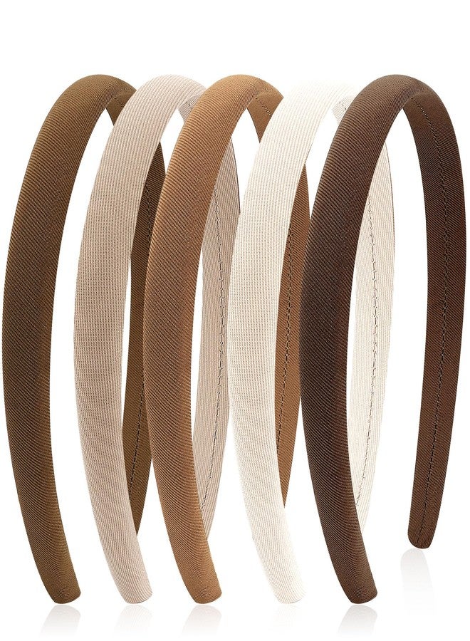KICOSY Padded Headband - Soft, Thin, No Slip for Women & Girls - Neutral Brown, Plain - Hair Accessory - Image 1