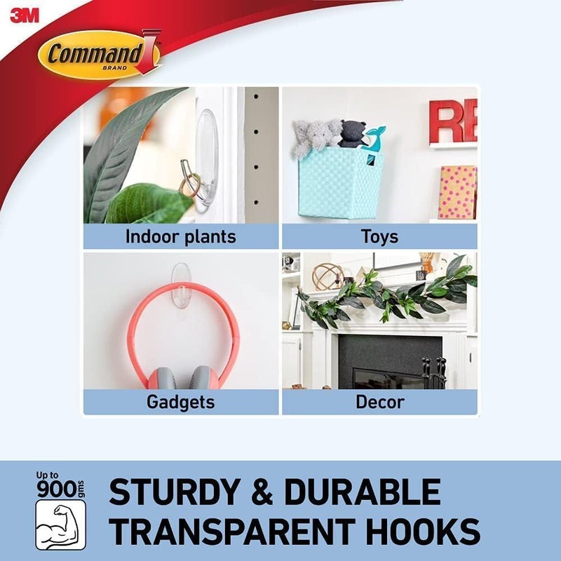 كوماند Command Medium Hooks, Clear, 7 Hooks and 10 Adhesive Strips - Image 4