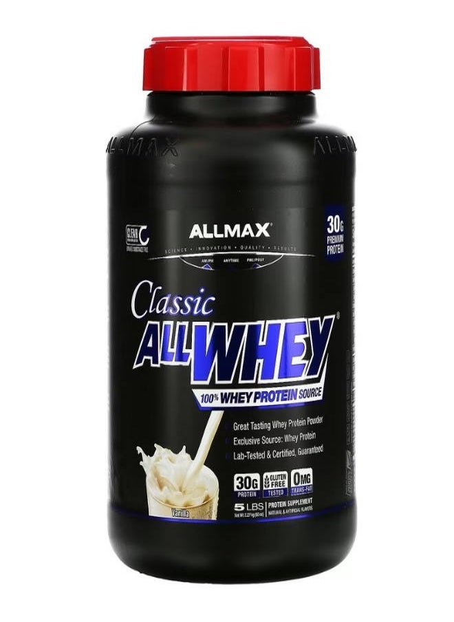 Allmax Classic AllWhey 100 Whey Protein Vanilla 5 lbs 2.27 kg  - Image 1