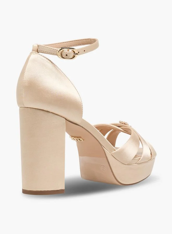 Elle BEIGE Women Block Heel Sandals for Women | Best Price UAE