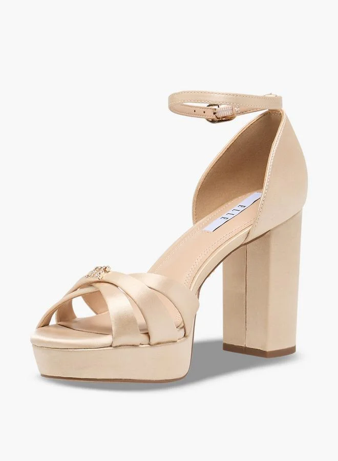 Elle BEIGE Women Block Heel Sandals for Women | Best Price UAE