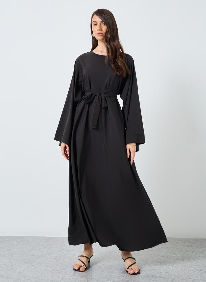 Take Two Solid Long Sleeve Belted Abaya - Image 2