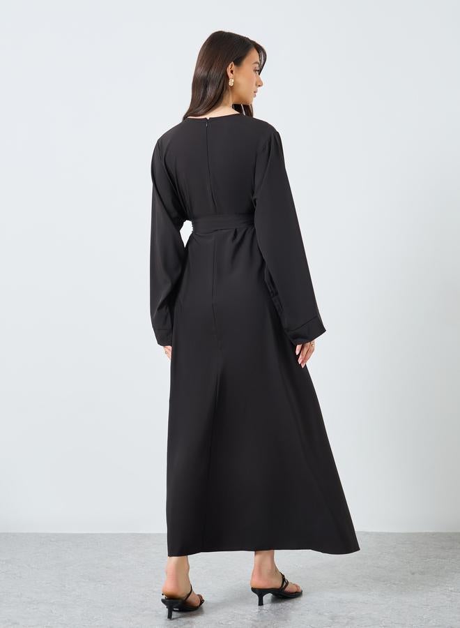 Take Two Solid Long Sleeve Belted Abaya - Image 5