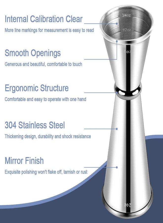 Briout Jigger for Bartending, 2Pcs Double Cocktail Jigger Japanese Premium 304 Food Grade Stainless Steel Jigger 2 OZ 1 OZ with Measurements Inside - Image 2