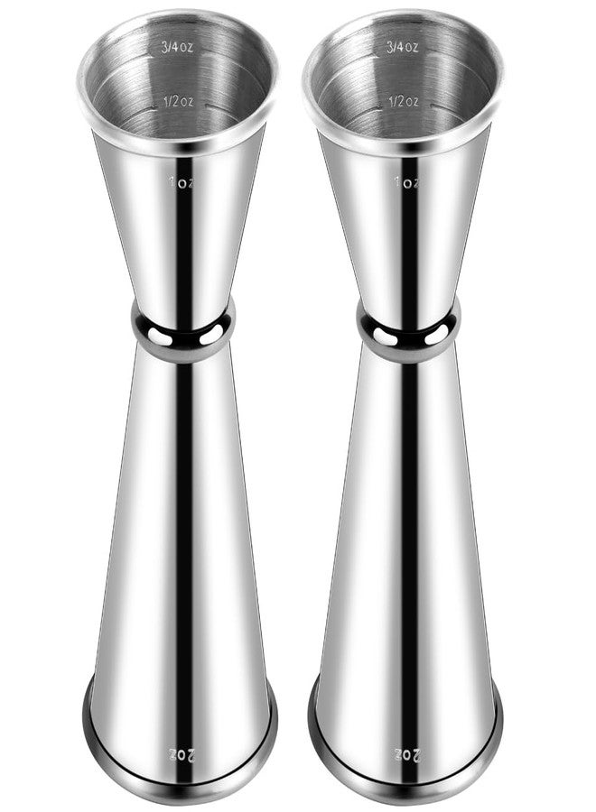 Briout Jigger for Bartending, 2Pcs Double Cocktail Jigger Japanese Premium 304 Food Grade Stainless Steel Jigger 2 OZ 1 OZ with Measurements Inside - Image 1