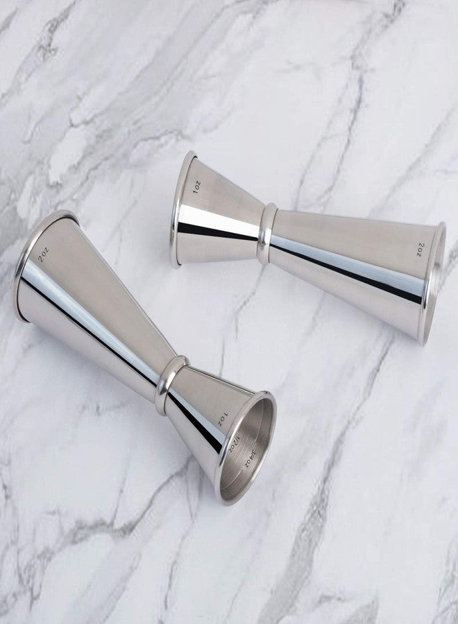 Briout Jigger for Bartending, 2Pcs Double Cocktail Jigger Japanese Premium 304 Food Grade Stainless Steel Jigger 2 OZ 1 OZ with Measurements Inside - Image 4