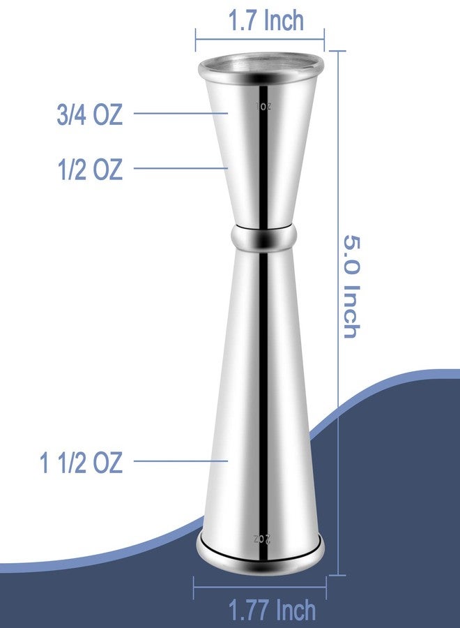 Briout Jigger for Bartending, 2Pcs Double Cocktail Jigger Japanese Premium 304 Food Grade Stainless Steel Jigger 2 OZ 1 OZ with Measurements Inside - Image 3