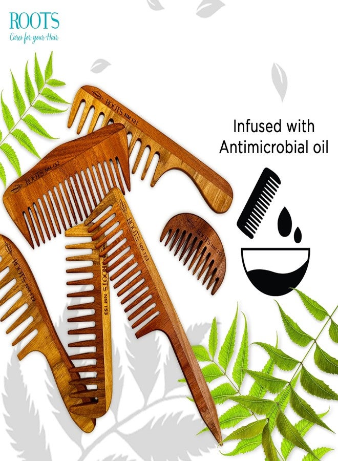 ROOTS Neem Wooden Beard Comb (Small Size) | For Hair Detangling & Dandruff Control | Anti-Static & Frizz Control | For All Hair Types | Length - 3.14 Inches | Model No - NM151 - Image 5