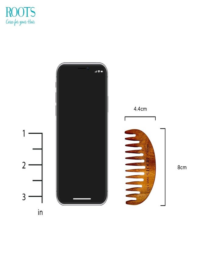 ROOTS Neem Wooden Beard Comb (Small Size) | For Hair Detangling & Dandruff Control | Anti-Static & Frizz Control | For All Hair Types | Length - 3.14 Inches | Model No - NM151 - Image 4