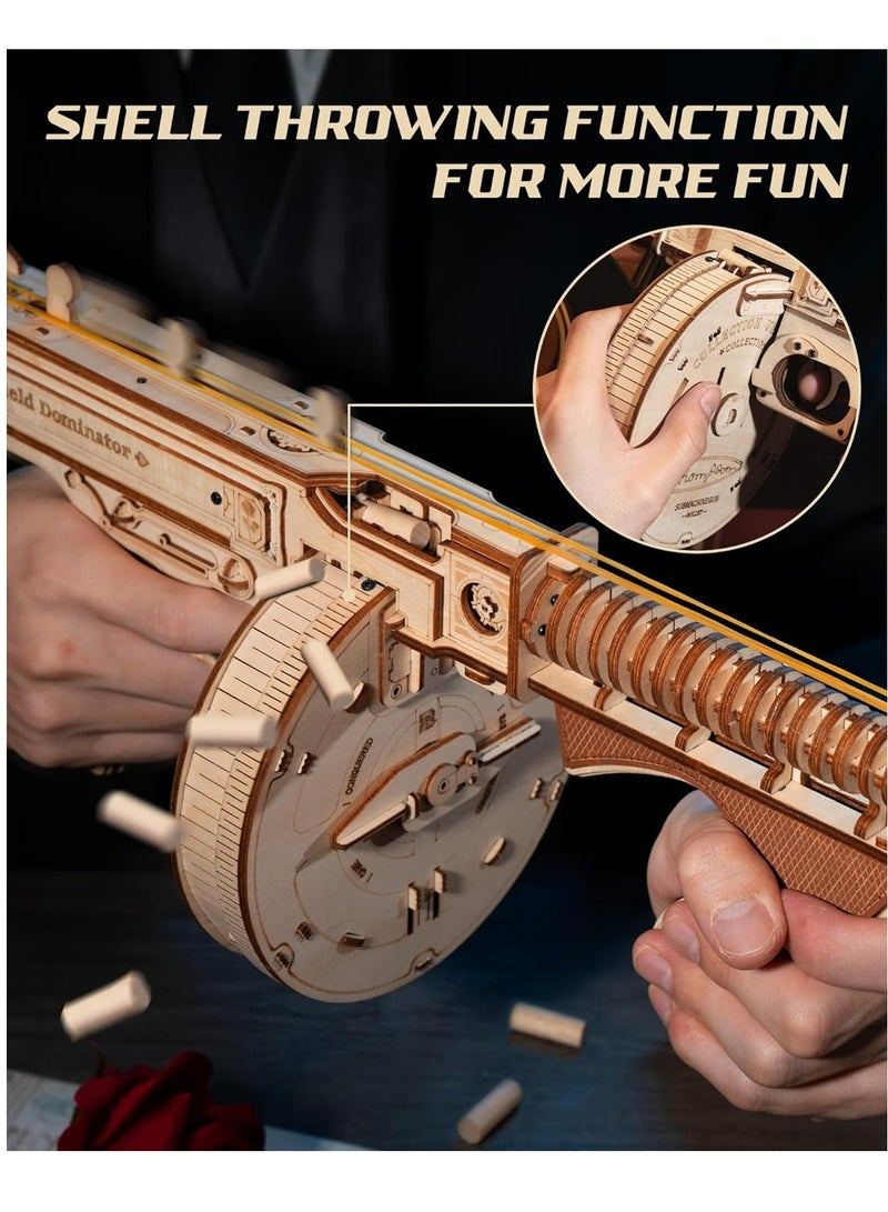 ROBOTIME ROKR Thompson Submachine Toy 3D Wooden Puzzle LQB01 unique DIY mechanical model kit Perfect Gift for adults and teens - Image 3