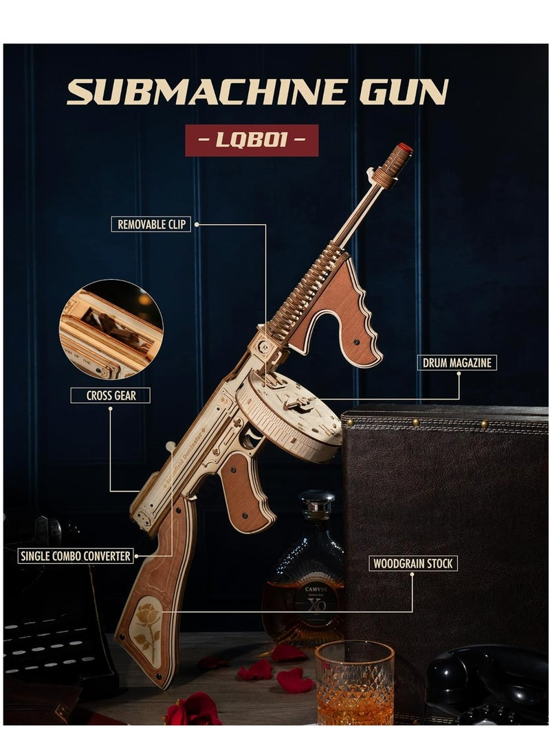 ROBOTIME ROKR Thompson Submachine Toy 3D Wooden Puzzle LQB01 unique DIY mechanical model kit Perfect Gift for adults and teens - Image 4