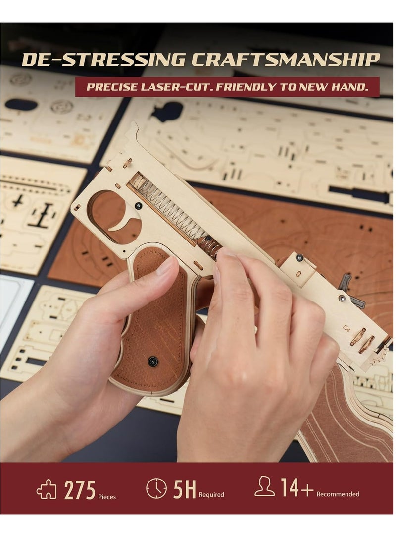 ROBOTIME ROKR Thompson Submachine Toy 3D Wooden Puzzle LQB01 unique DIY mechanical model kit Perfect Gift for adults and teens - Image 2