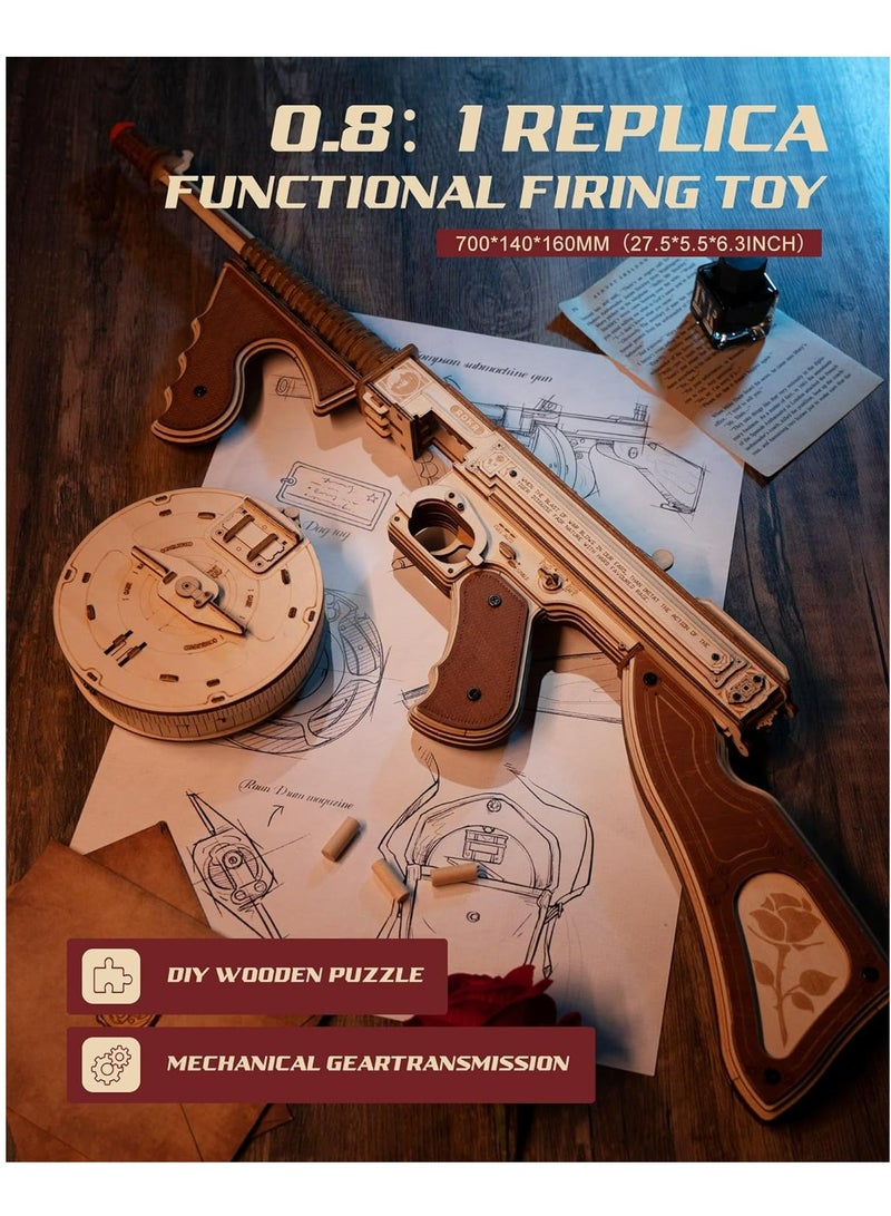 ROBOTIME ROKR Thompson Submachine Toy 3D Wooden Puzzle LQB01 unique DIY mechanical model kit Perfect Gift for adults and teens - Image 5