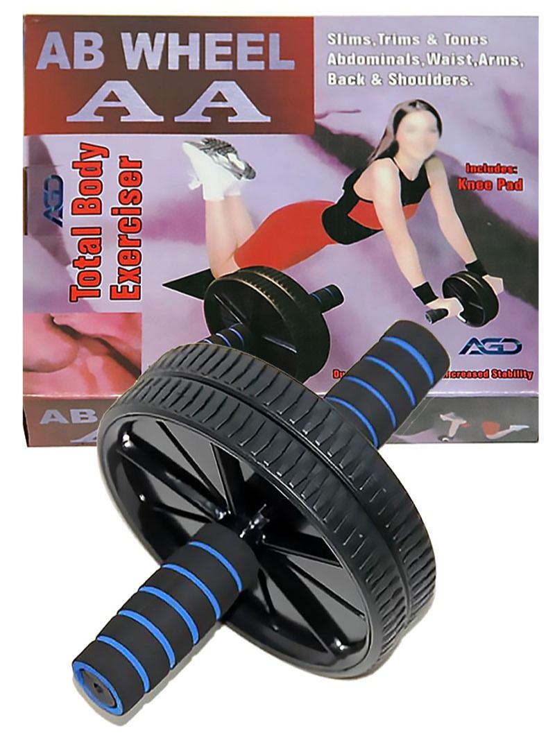 AGD AB Roller Wheel Exercise And Fitness Gym Roller For Core Training And Abdominal Workout with Knee Mat (Black) - Image 3
