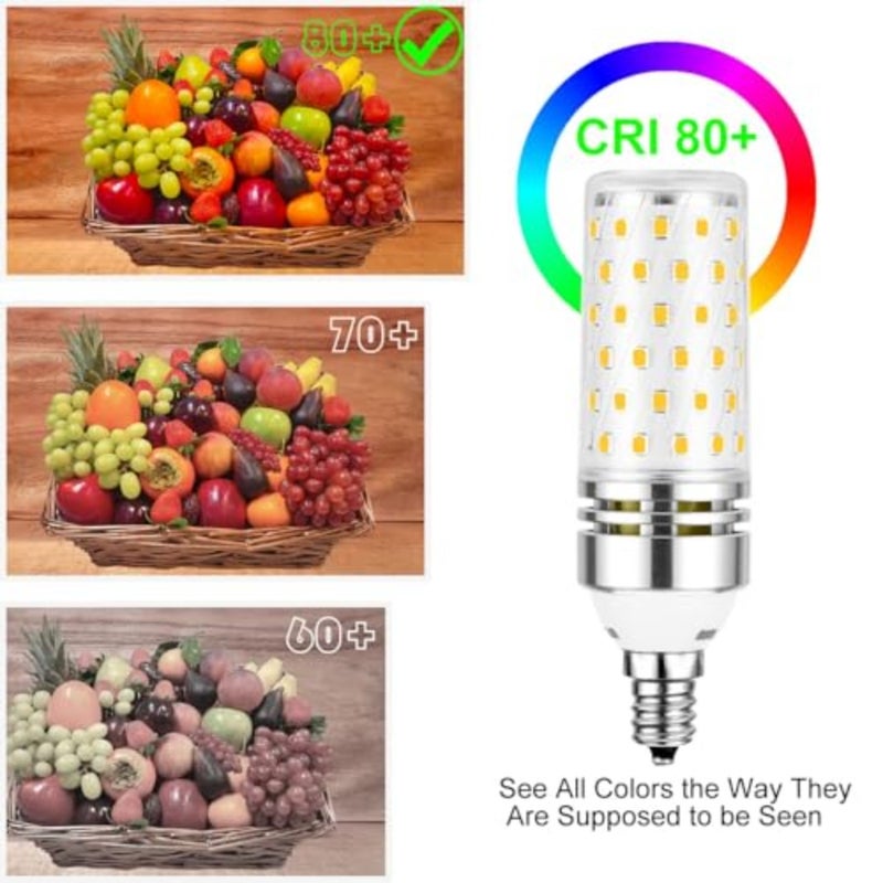 E12 LED candelabra chandelier bulbs for ceiling fan fixtures, ceramic base, warm white 3000K, 16W high brightness 1500 lumen non-dimmable energy saver - Image 5