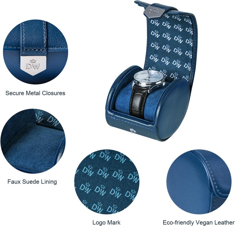 DUKWIN Vegan Leather Watch Roll Traval Case Box with 1 Slots with Removable Pillows and Microfibre Fleece Interior, Portable Watch Display Organizer for Watches/Bracelets for Men & Women - Image 3