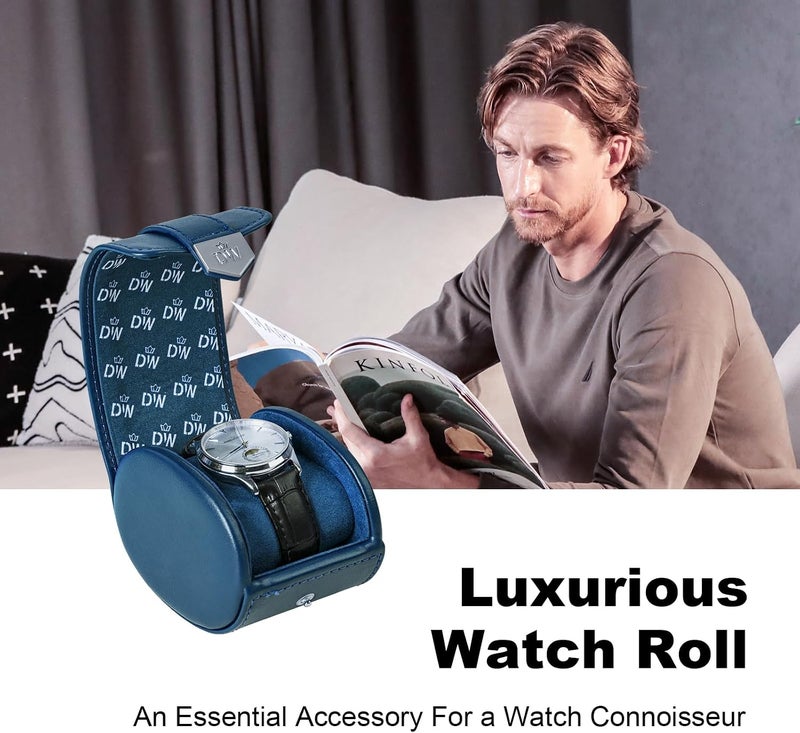 DUKWIN Vegan Leather Watch Roll Traval Case Box with 1 Slots with Removable Pillows and Microfibre Fleece Interior, Portable Watch Display Organizer for Watches/Bracelets for Men & Women - Image 4