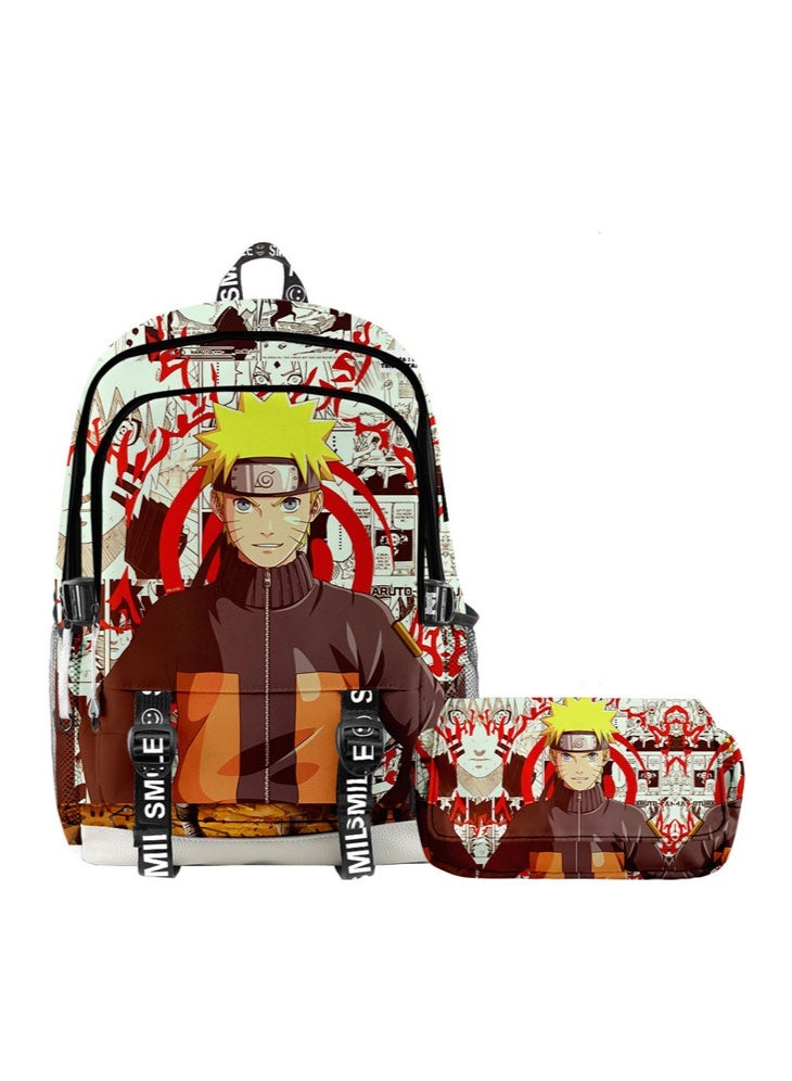 ناروتو على ظهره + طبقة مزدوجة مقلمة قطعتين دعوى الرجال والنساء الترفيه الرياضة حقيبة السفر طالب حقيبة المدرسة - Image 1
