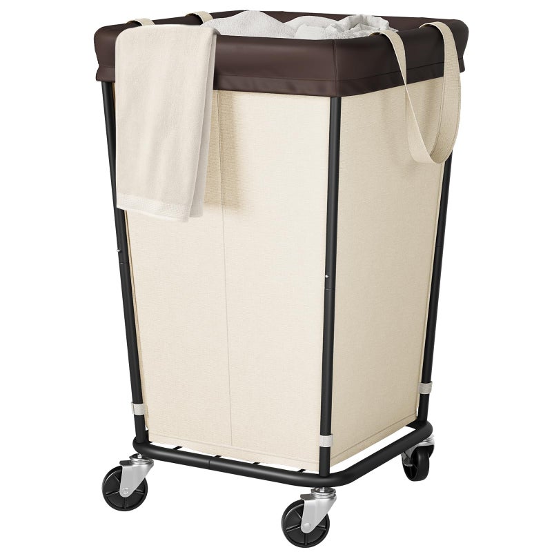 Wawocs 160L Laundry Basket with Wheels 2section Rolling Laundry Basket Large Laundry Hamper with Wheels Rolling Laundry Hamper Clothes Hamper for Home Bathrooms and DormBeige - Image 2