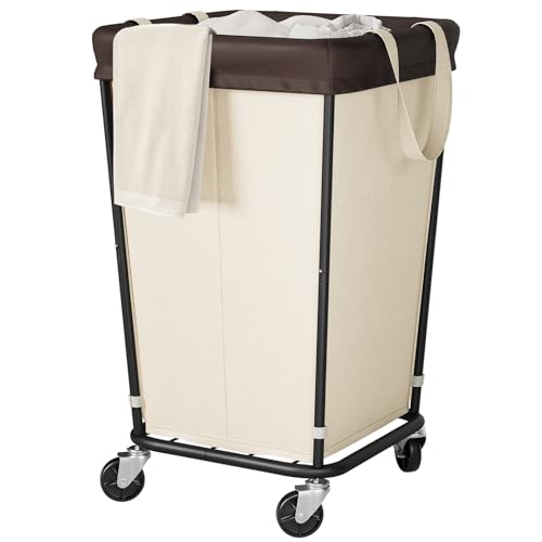 Wawocs 160L Laundry Basket with Wheels 2section Rolling Laundry Basket Large Laundry Hamper with Wheels Rolling Laundry Hamper Clothes Hamper for Home Bathrooms and DormBeige - Image 1
