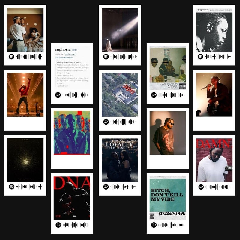 Funk You Kendrick Lamar Poster | Kendrick Lamar Songs Mini Poster Kit (Set of 15) | Kendrick Lamar's Damn, DNA, Loyalty Posters (8 x 6 cm) Posters for Phone Accessories, Bedroom, Office, room decoration - Image 1