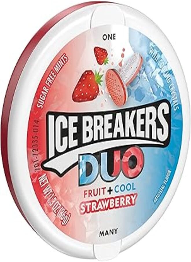 Hershey's Ice Breakers Duo Fruit & Cool Strawberry Sugarfree Mints 1 x 36g Tub 