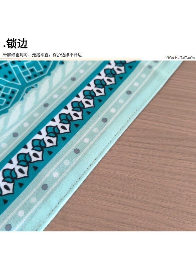 Ultra-Soft Printed Travel Prayer Mat with Zipper Pouch, Lightweight Foldable Islamic Rug - Image 3