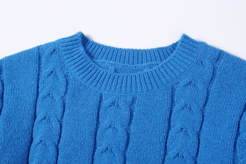 CHARTOU Women's Winter Chunky Cable Knit Long Skirt 2 Piece Outfit Sweater Sets (X-Small, Bright Blue) - Image 4