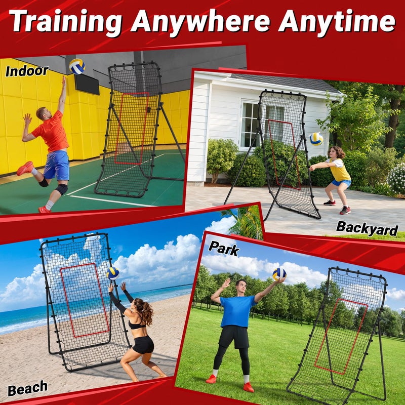 Aukivon 7x4 Ft Volleyball Rebounder Net, Adjustable Volleyball Net with Steel Frame, HDPE Net, Portable Volleyball Practice Net - Image 2