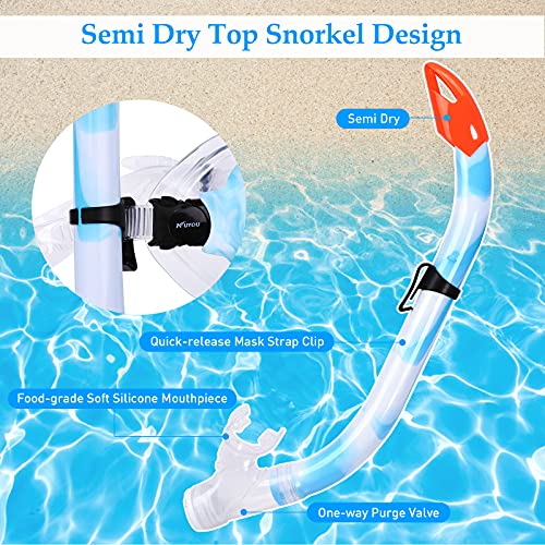 KUYOU Kids Snorkel Set, Children Anti-Fog Diving Mask Swimming Goggles Full Dry Top Snorkel Equipment Snorkeling Packages Swimming Gear for Youth Boys Girls Age 5-10 (Blue Yellow) - Image 4