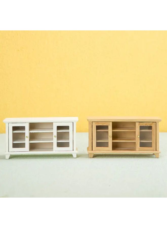 1:12 Scale Wood Color Mini TV Cabinet for Dollhouse Set - Image 5