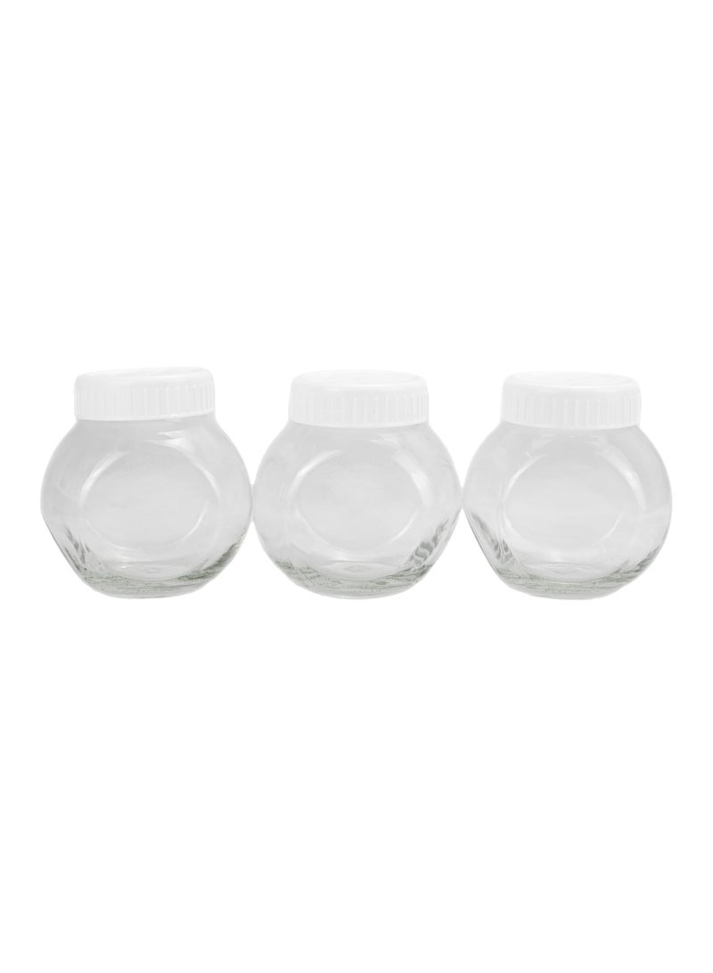Food Storage Containers For Pantry For Tea, Herbs, Sugar, 3 Piece Glass Jar With White Lids, Round Container Jars With Airtight Lids, Airtight Glass Storage Canister With Plastic Lid (3Pc, 500Ml)  - Image 1